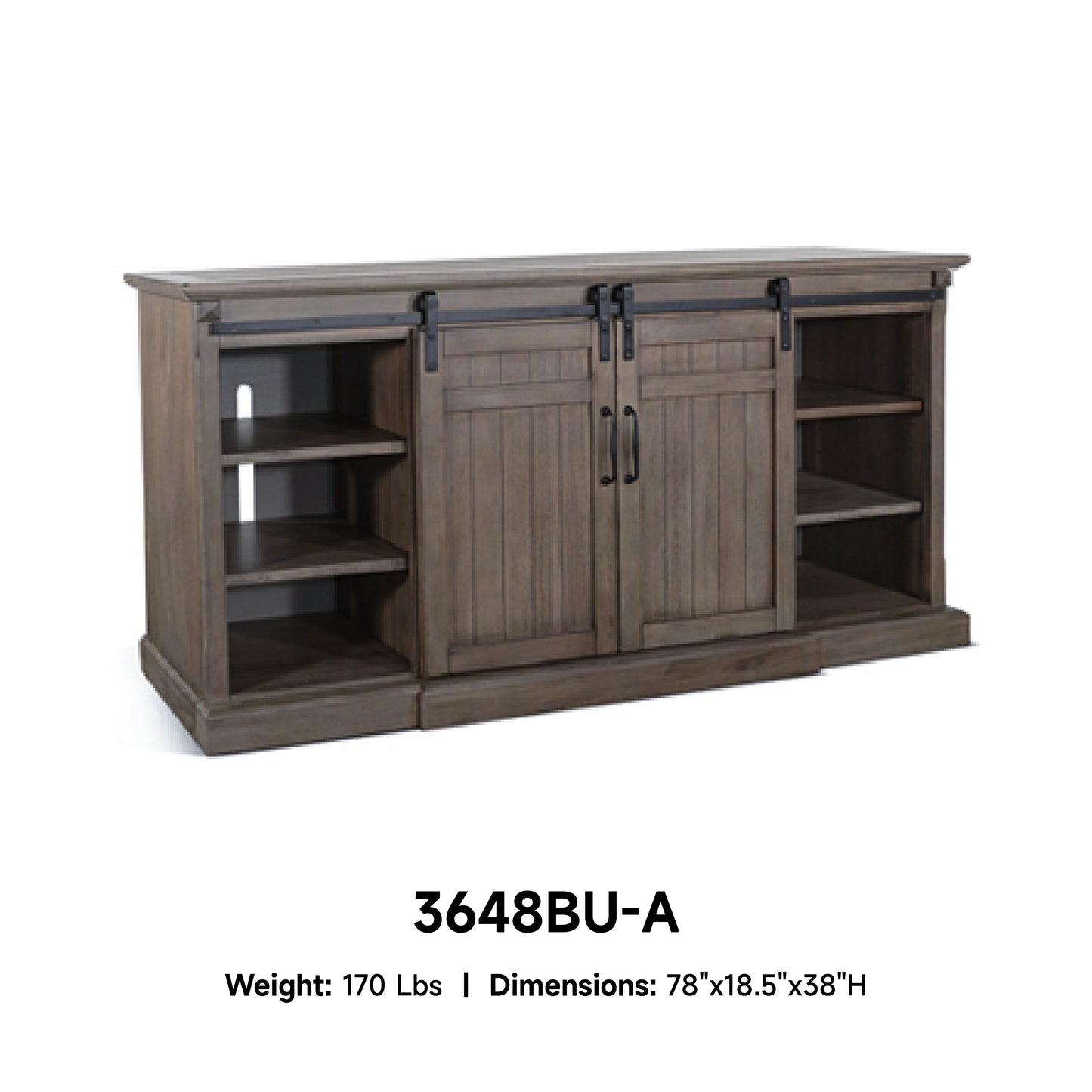 3648BU TV Stand /TV console w/33" Fireplace Option Brown (78-Inch, optional 33''Fireplace, 3666-FPI)