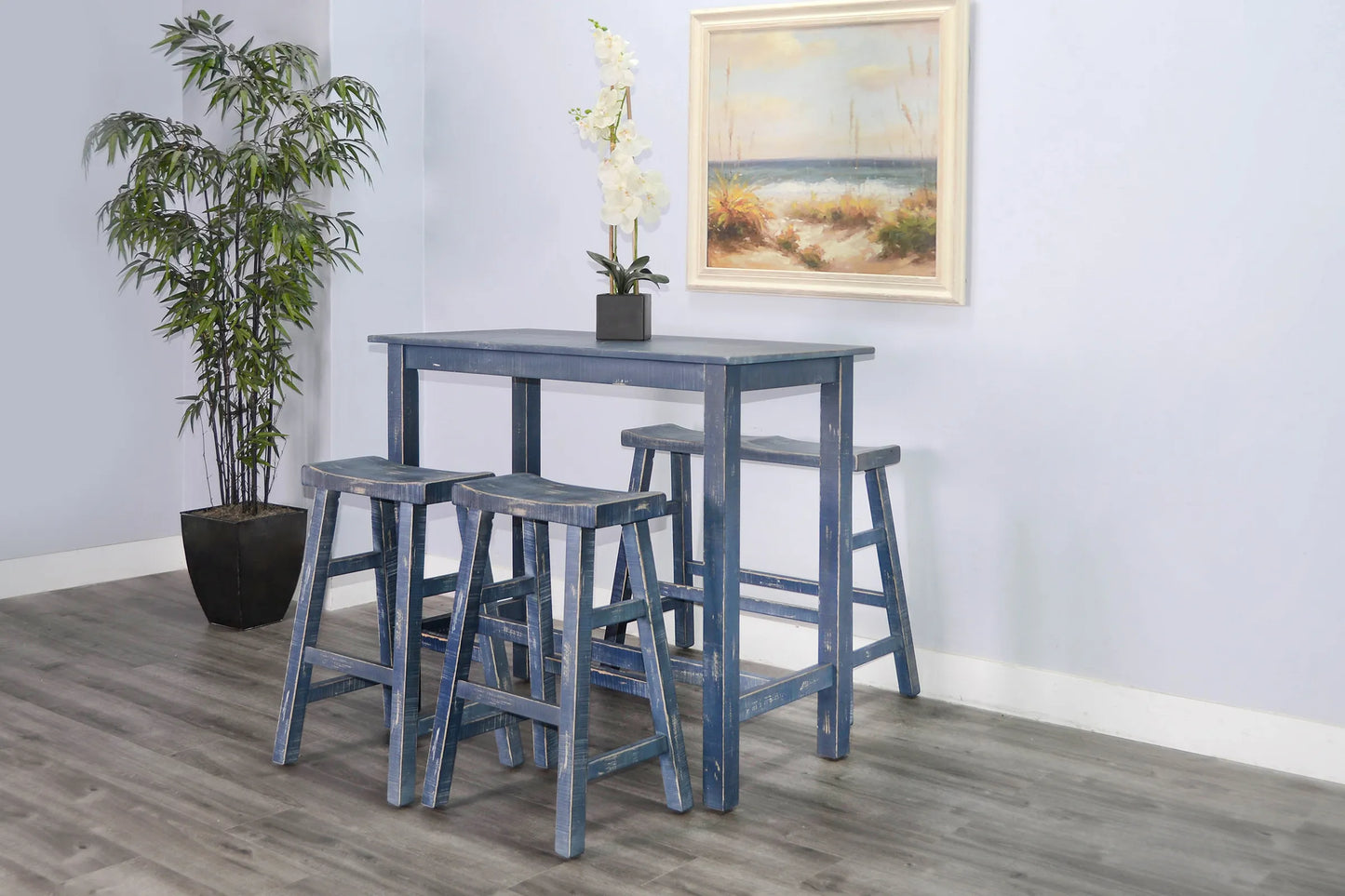 Ocean Blue 30"H Saddle Seat Stool - Wood Seat