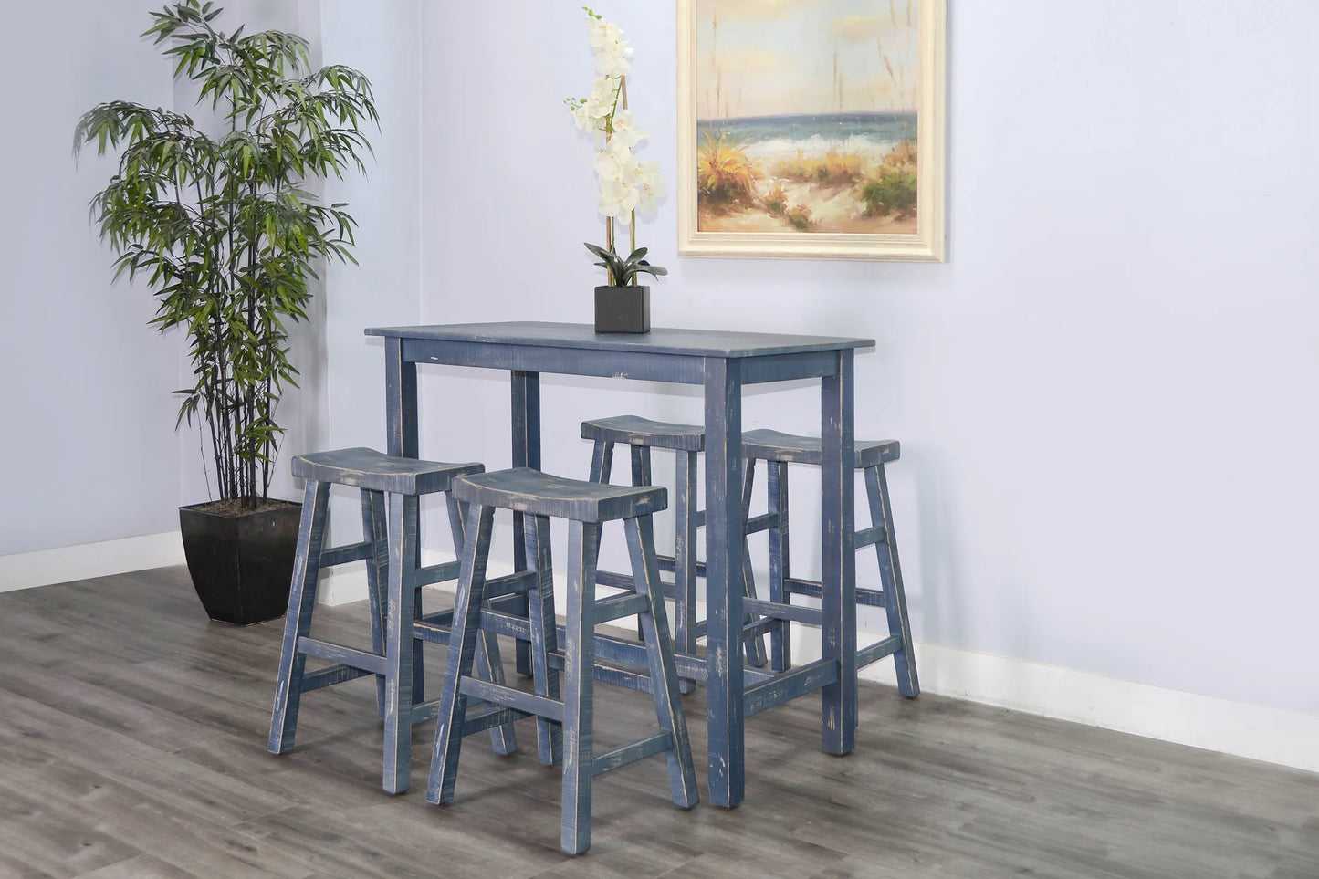 Ocean Blue 30"H Saddle Seat Stool - Wood Seat