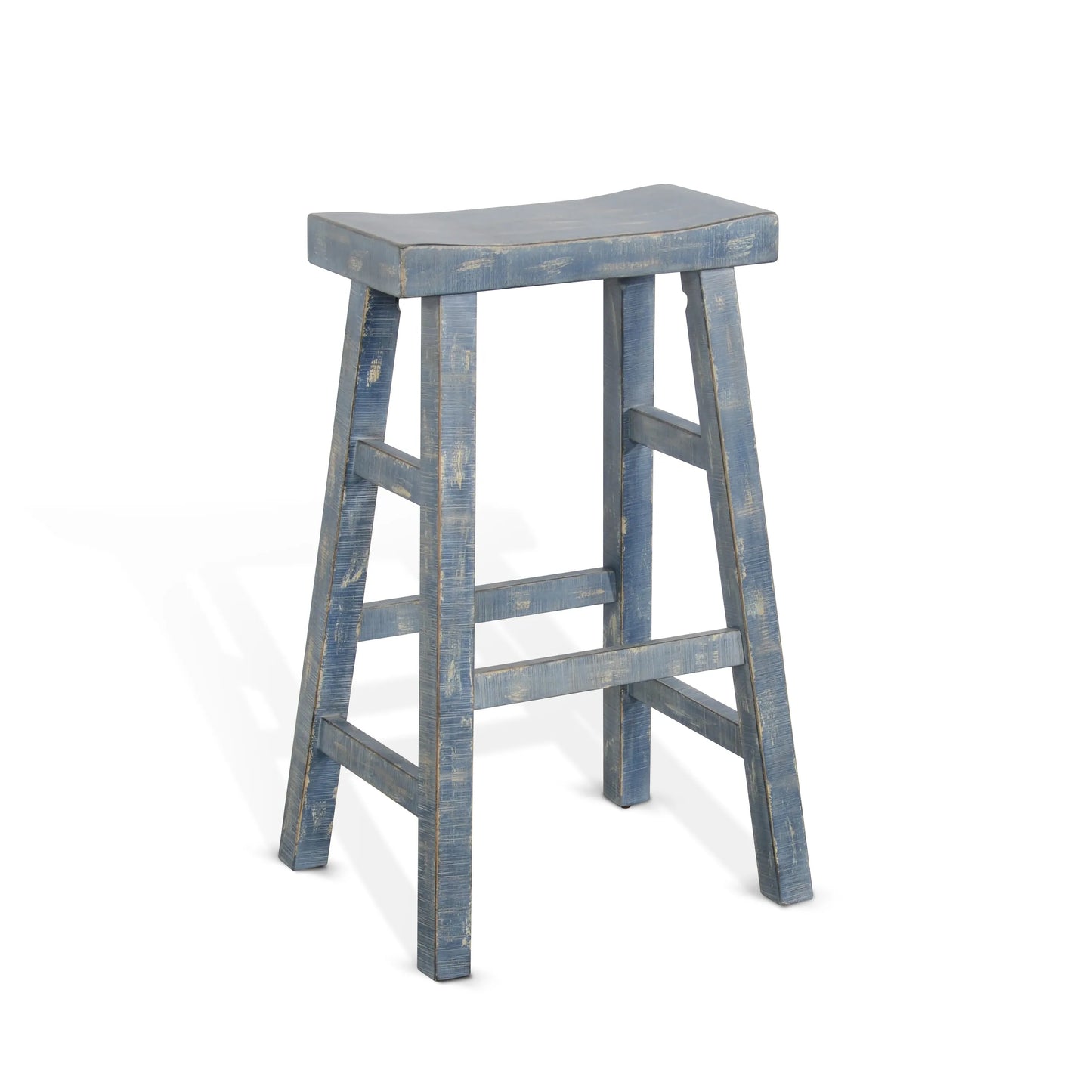 Ocean Blue 30"H Saddle Seat Stool - Wood Seat