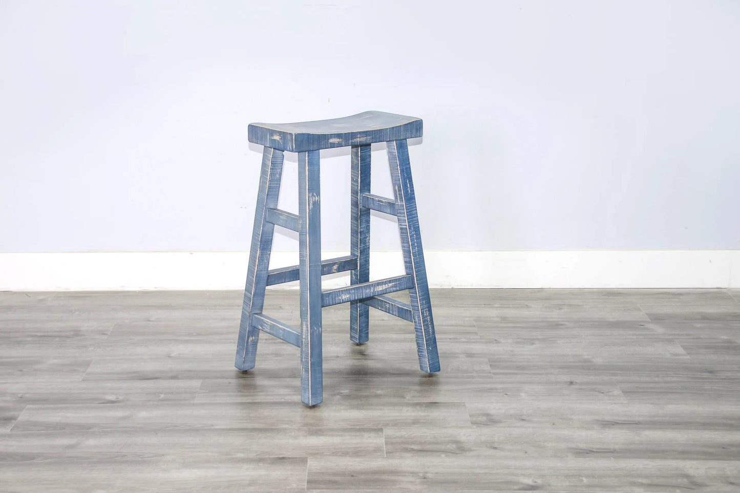 Ocean Blue 30"H Saddle Seat Stool - Wood Seat