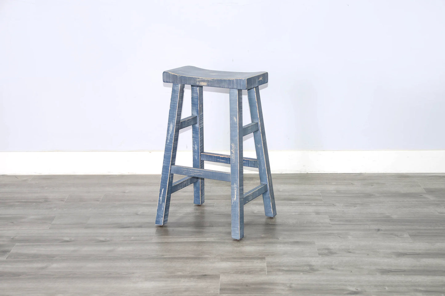Ocean Blue 30"H Saddle Seat Stool - Wood Seat