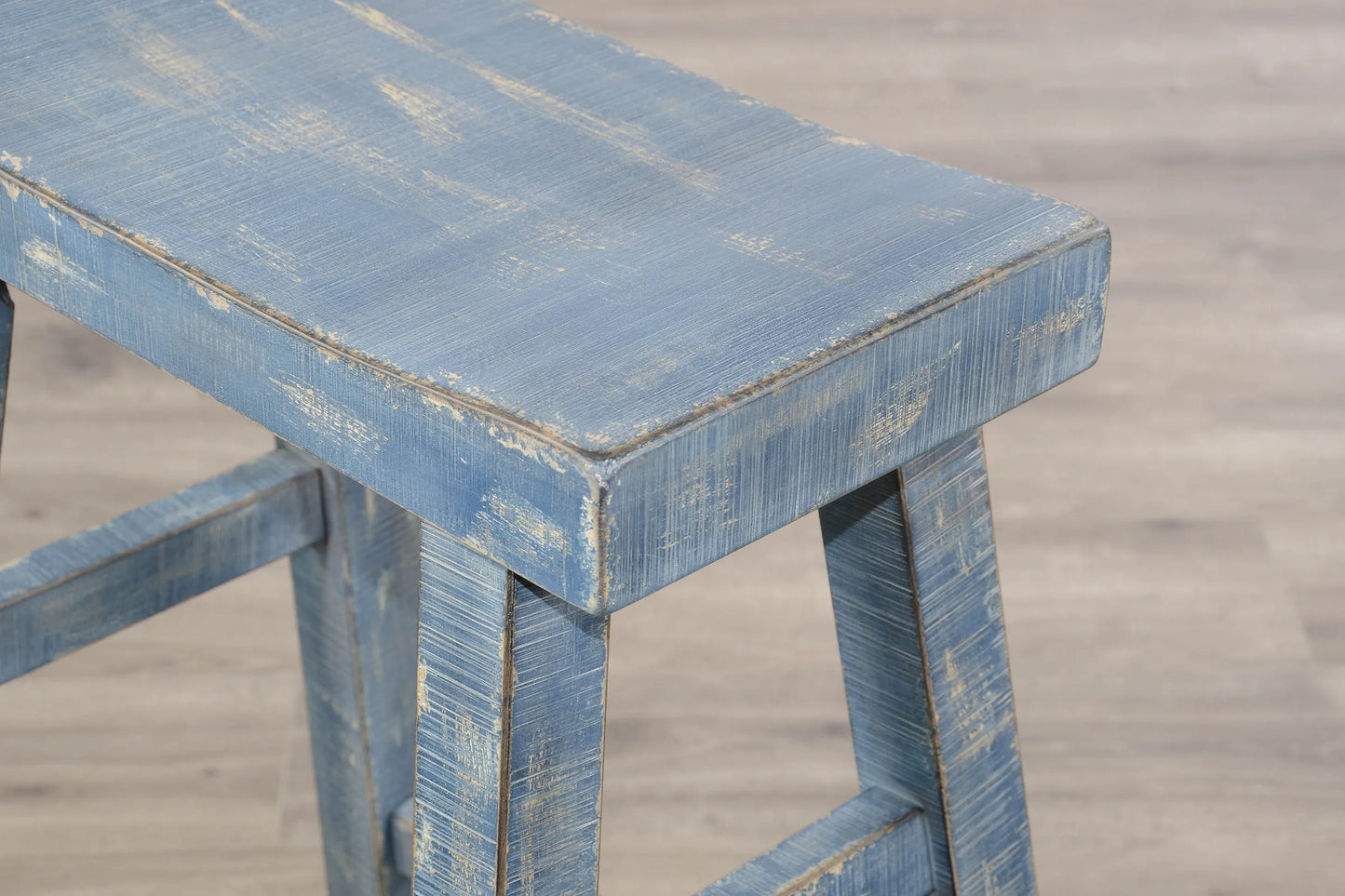 Ocean Blue 30"H Saddle Seat Stool - Wood Seat