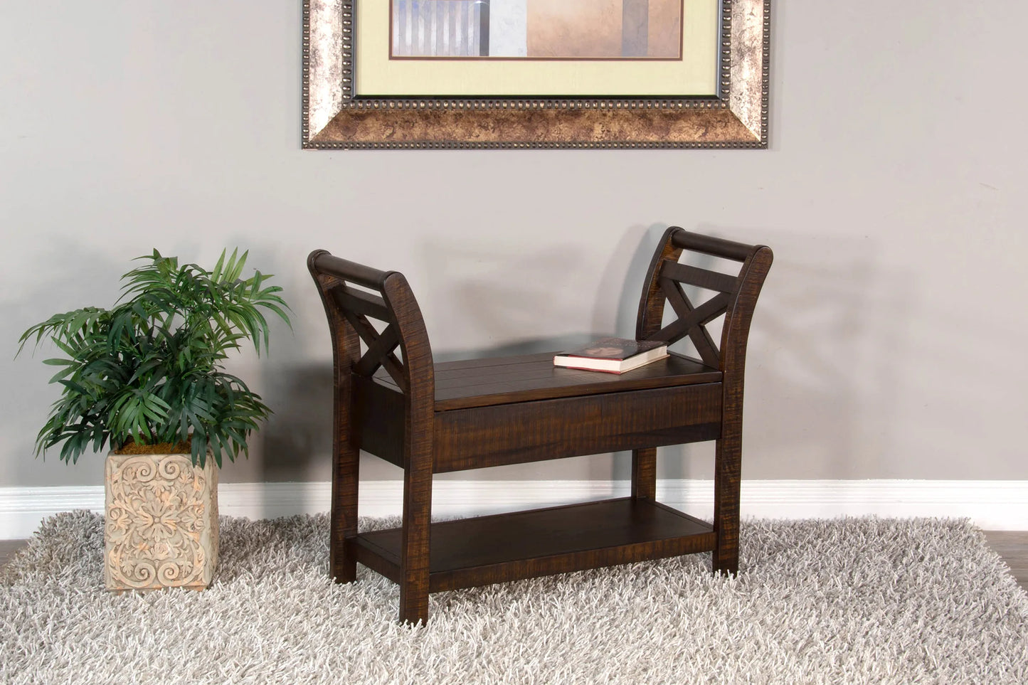 Accent Bench with Storage - Tobacco Leaf finish