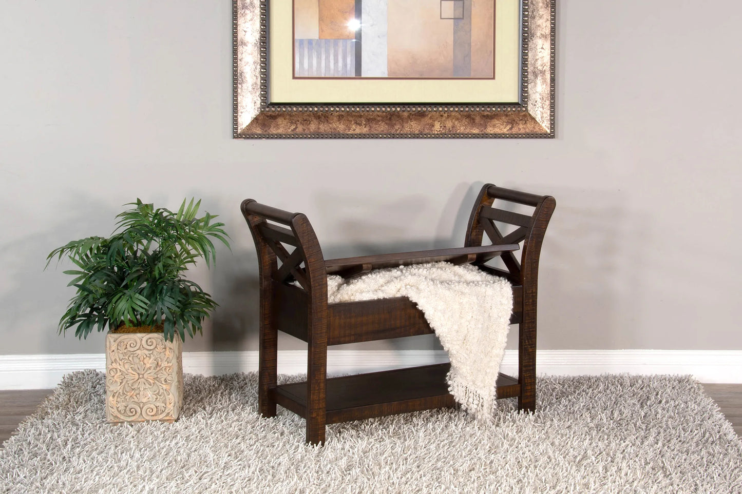 Accent Bench with Storage - Tobacco Leaf finish