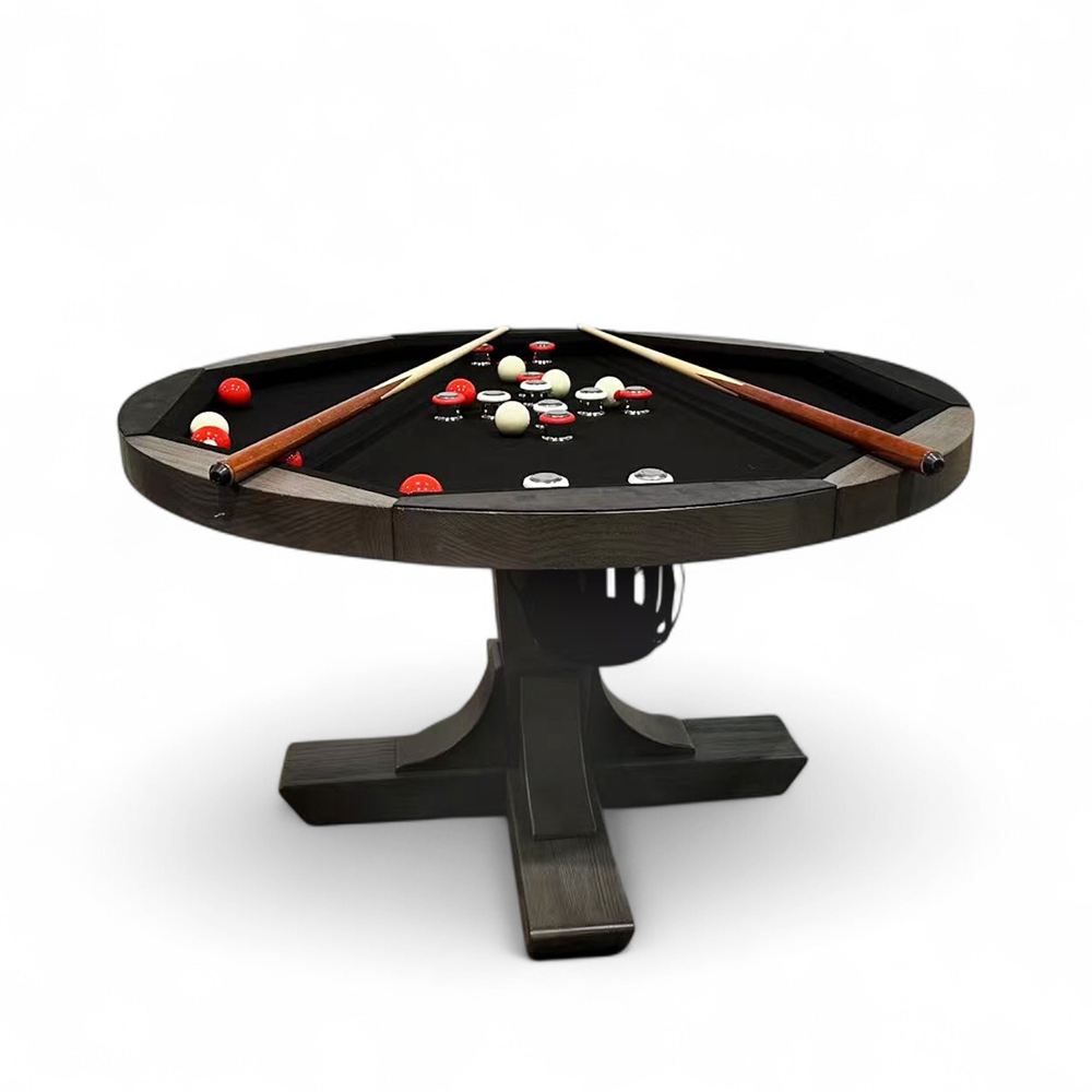 Kai - Poker Table, Bumper Pool Table, Dining Table 3 in 1 - Greyson grey Finish