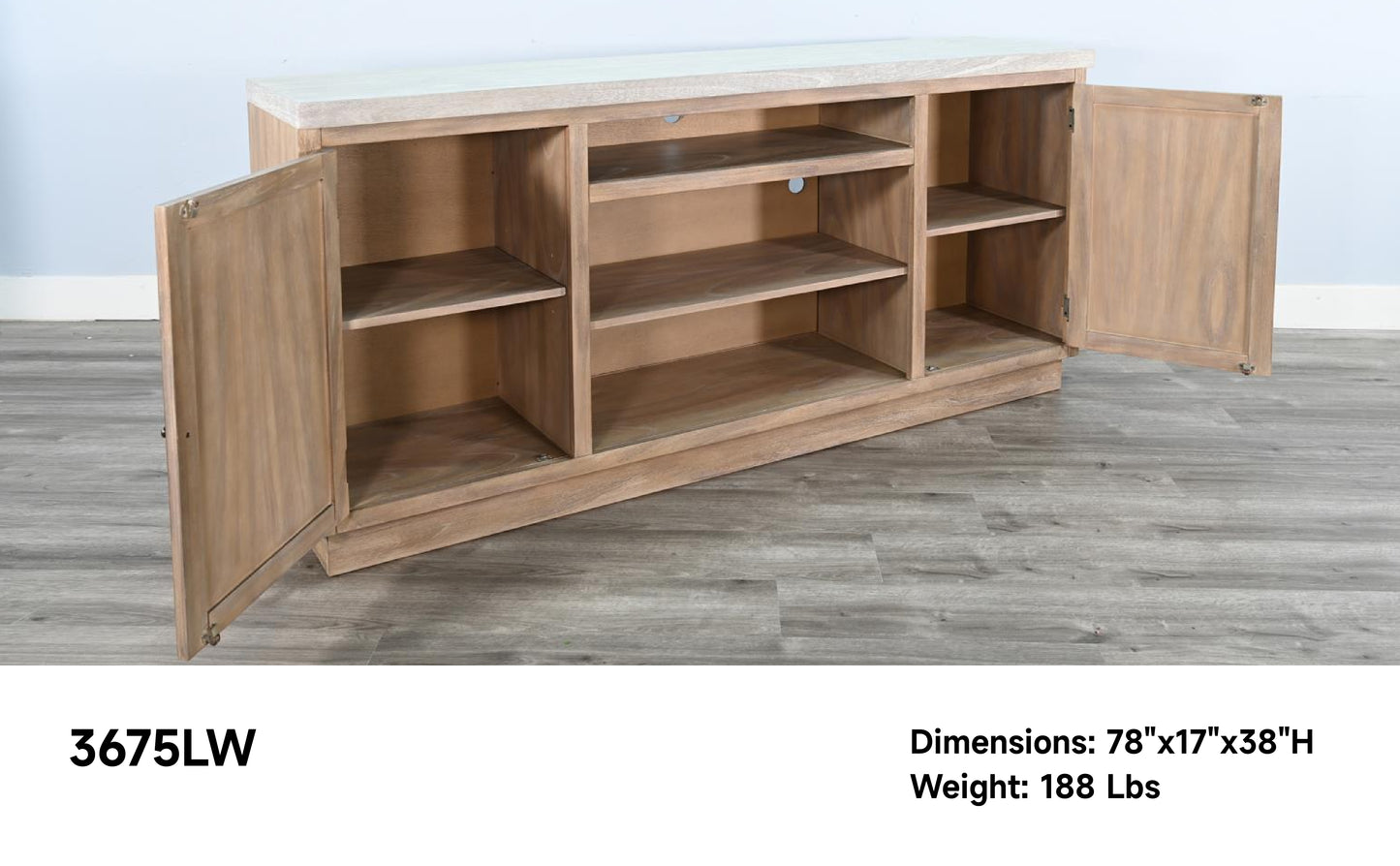 3675LW TV Stand /TV console w/33" Fireplace Option Brown (78-Inch, optional 33''Fireplace, 3666-FPI)