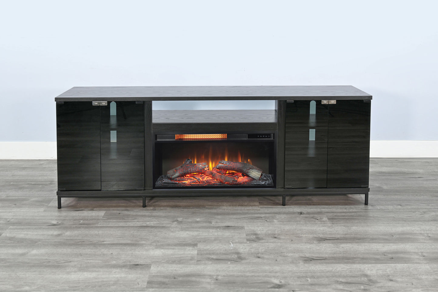 3502BOM Media Console Rustic TV Stand Black (70-inch, Not Contain Fireplace, W/28'' Fireplace Option 2001B-28W&C)