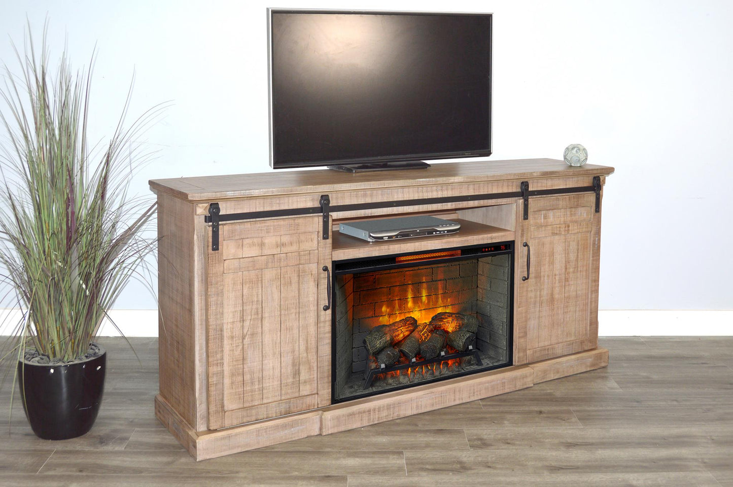 3648DR TV Stand /TV console w/33" Fireplace Option White (78-Inch, optional 33''Fireplace, 3666-FPI)