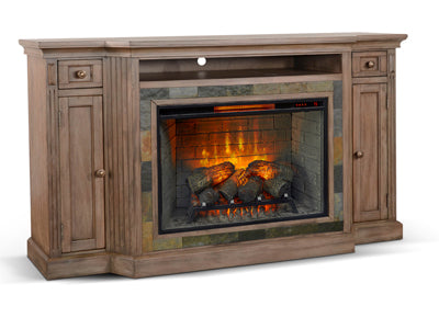 3650BU TV Stand /TV console with Storage Cabinets, Rustic Oak Finish(72-Inch, optional 33''Fireplace, 3648&3666-FPI)