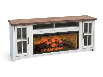 3662MB-76 Media Cabinet w/ 42" Fireplace Option TV Console/TV Stand White (76-Inch,optional Electric Fireplace,3658c&3658w-fpi)