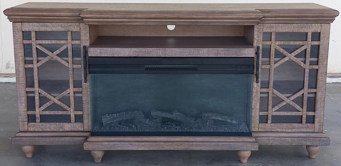 3687DR Media Console Rustic TV Stand Beige (72-inch, optional Fireplace ,for 36''fireplace option 2001B-36P )