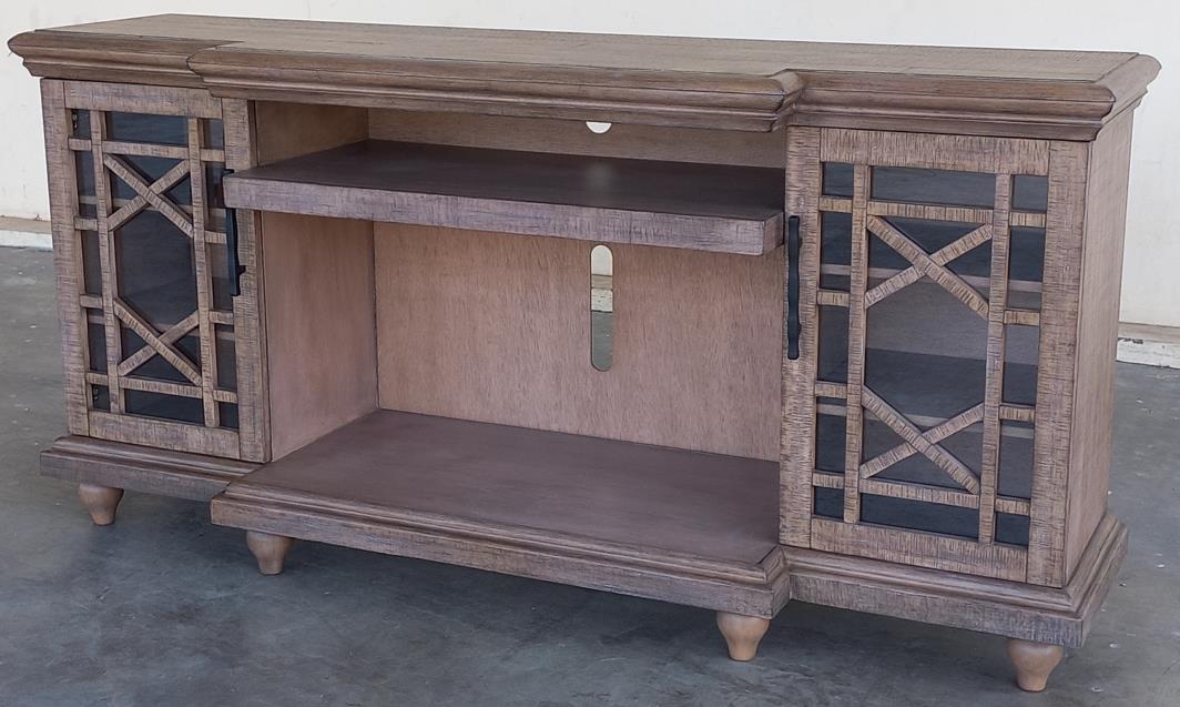 3687DR Media Console Rustic TV Stand Beige (72-inch, optional Fireplace ,for 36''fireplace option 2001B-36P )