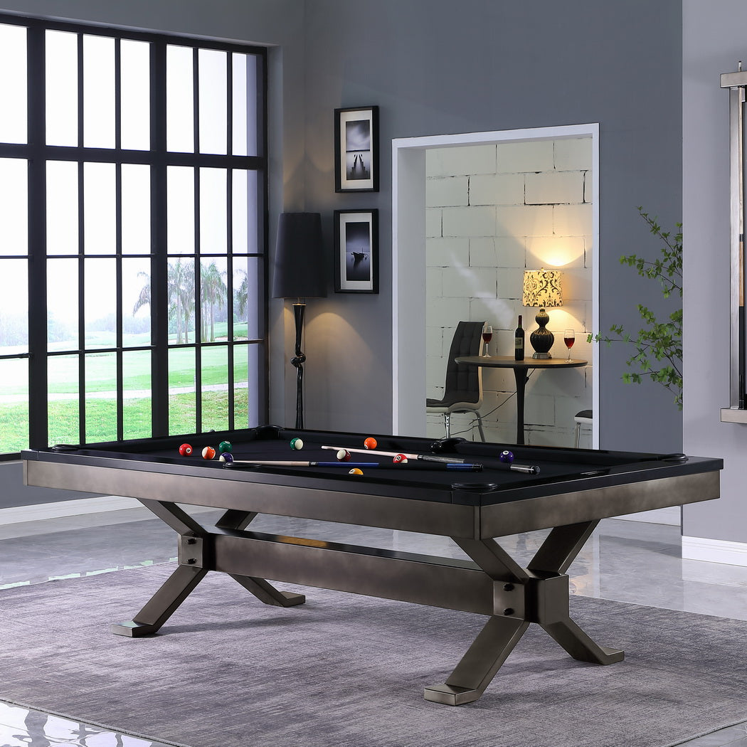 Axton Steel Pool Table - Gunmetal Grey,Black Onyx Finish