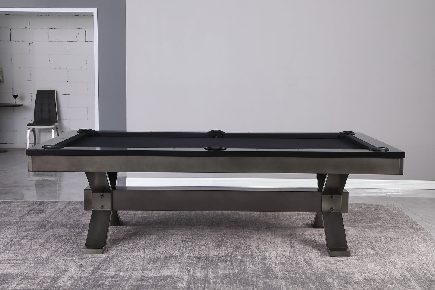 Axton Steel Pool Table - Gunmetal Grey,Black Onyx Finish