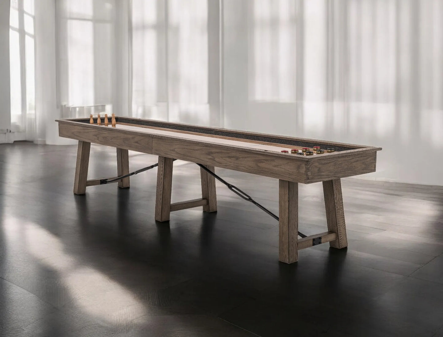 Isaac Shuffleboard Table - Silvered Oak / Ash finish
