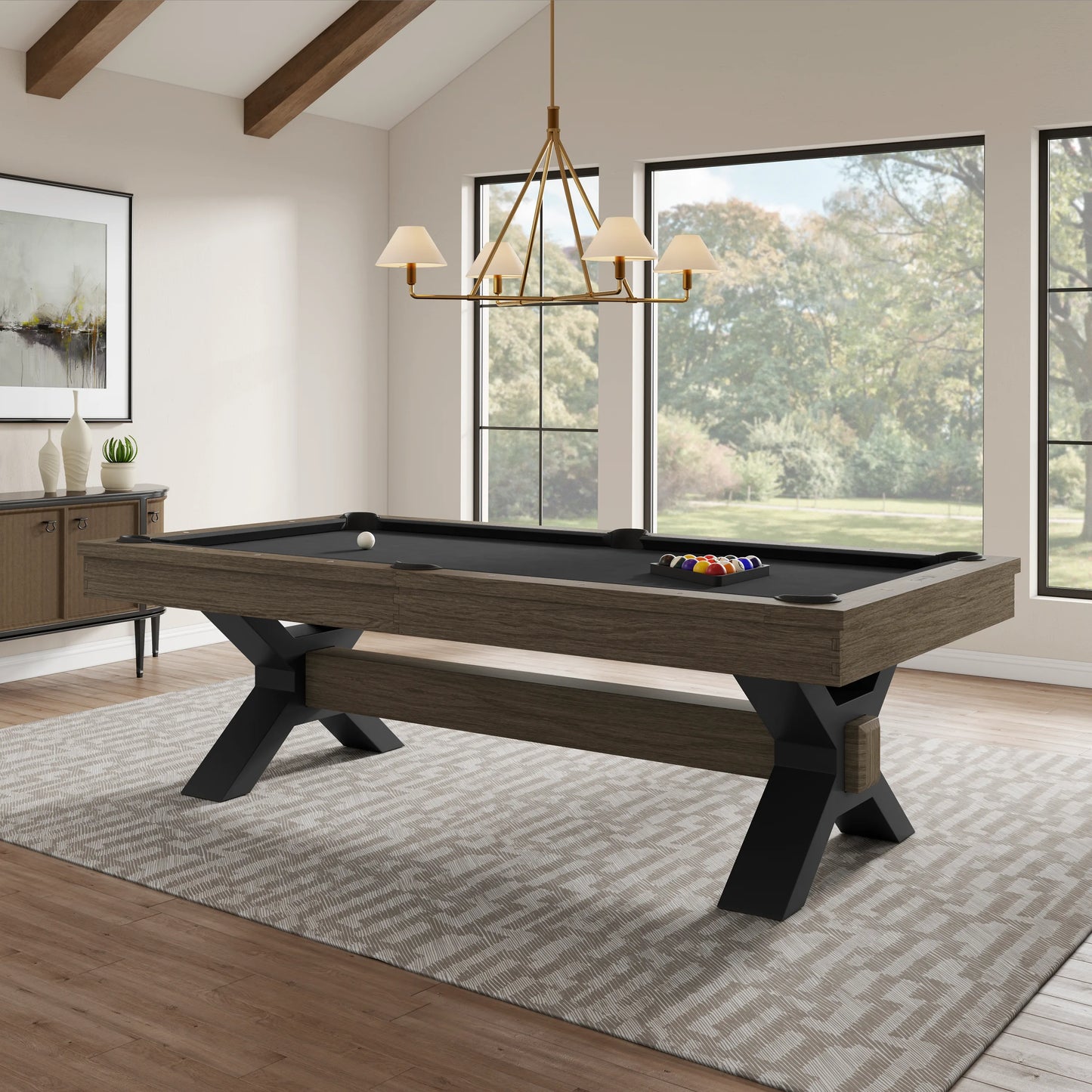 Nichols Wood Pool Table - Brushed Walnut Finish