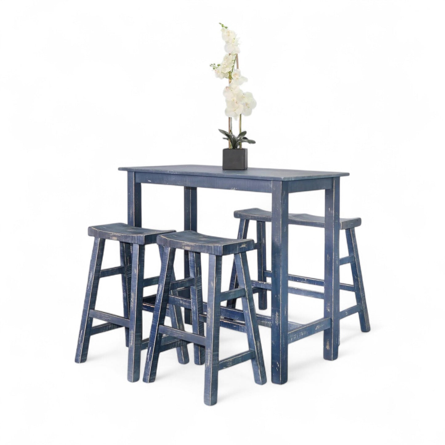 Ocean Blue 30"H Saddle Seat Stool - Wood Seat