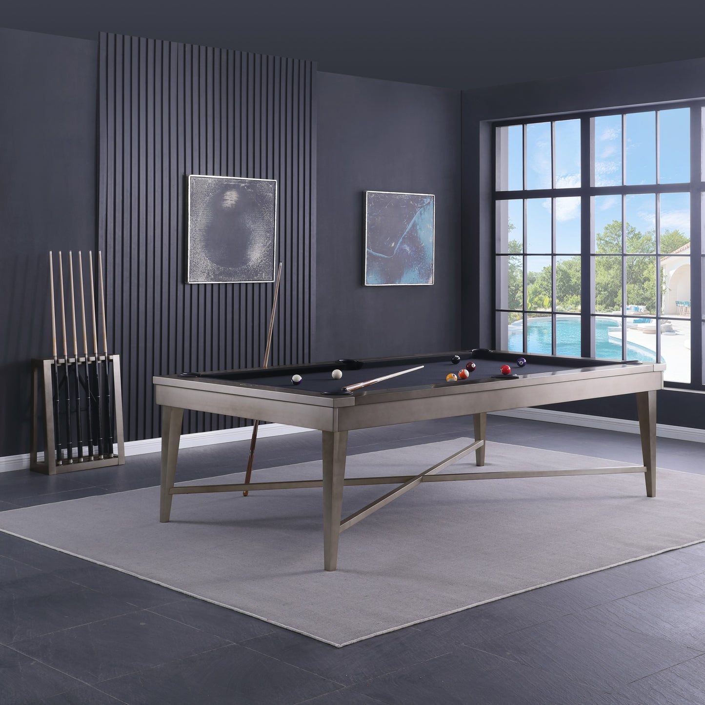Saxon Steel Slate Pool Table - Gunmetal Grey Finish