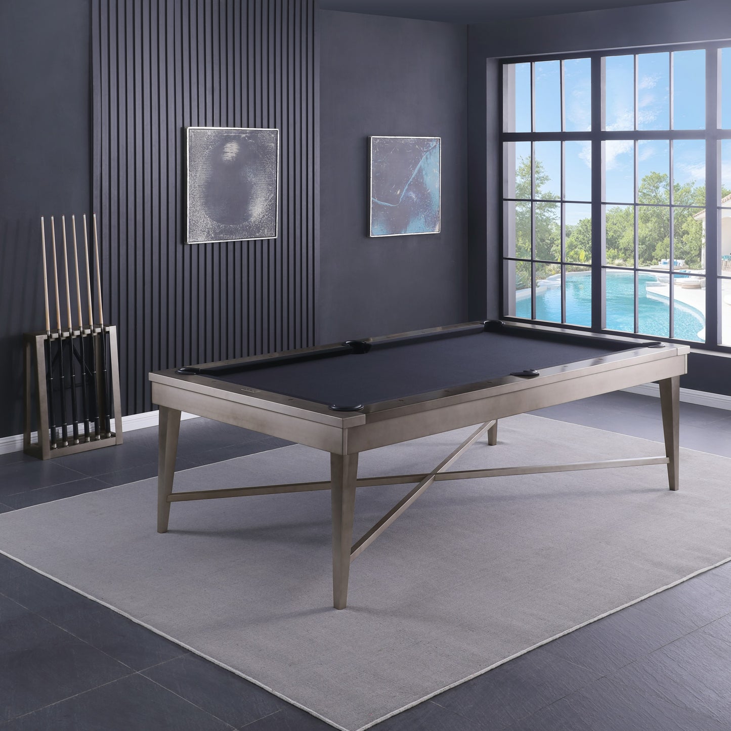 Saxon Steel Slate Pool Table - Gunmetal Grey Finish