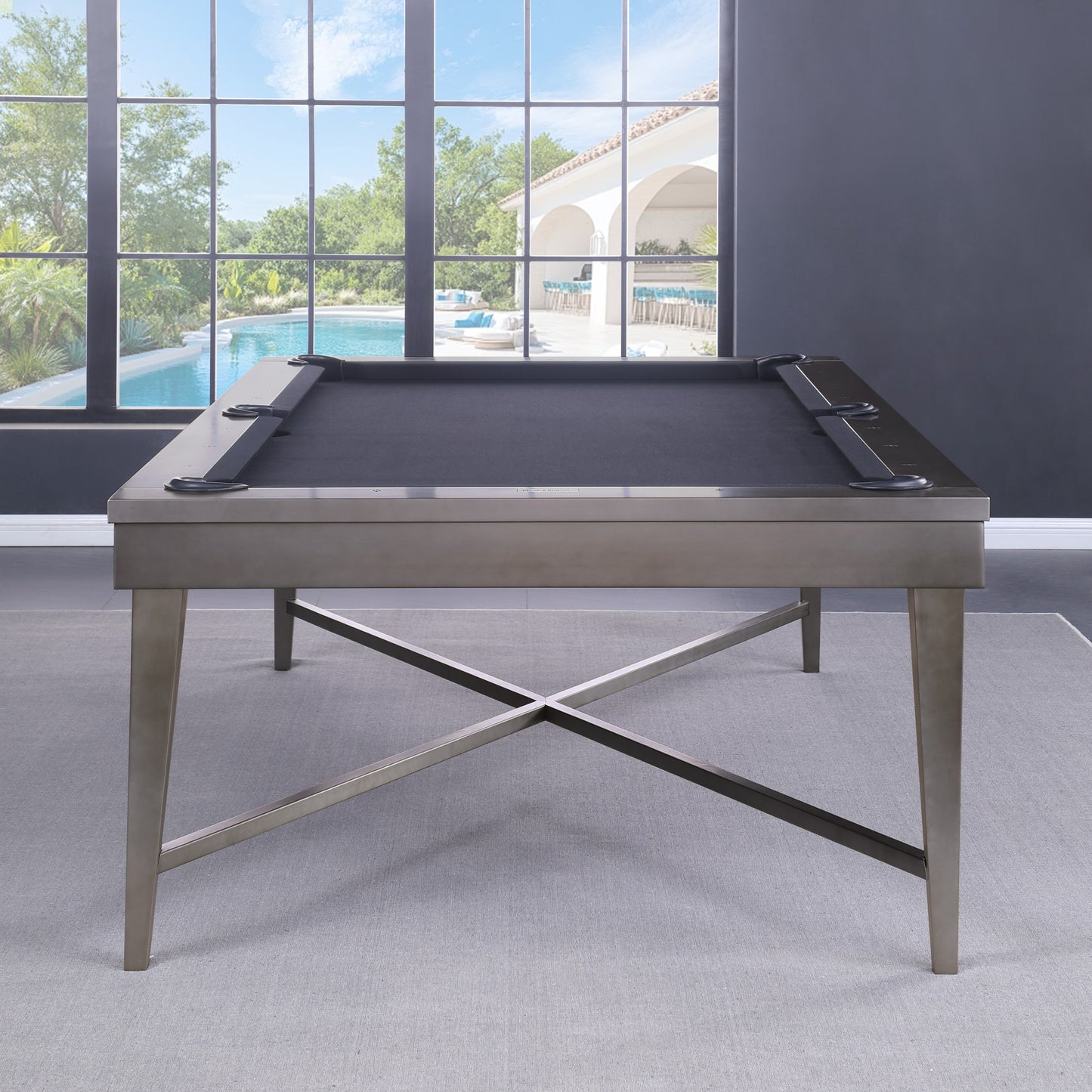 Saxon Steel Slate Pool Table - Gunmetal Grey Finish