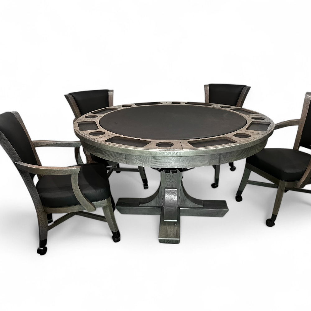 Kai - Poker Table, Bumper Pool Table, Dining Table 3 in 1 - Greyson grey Finish