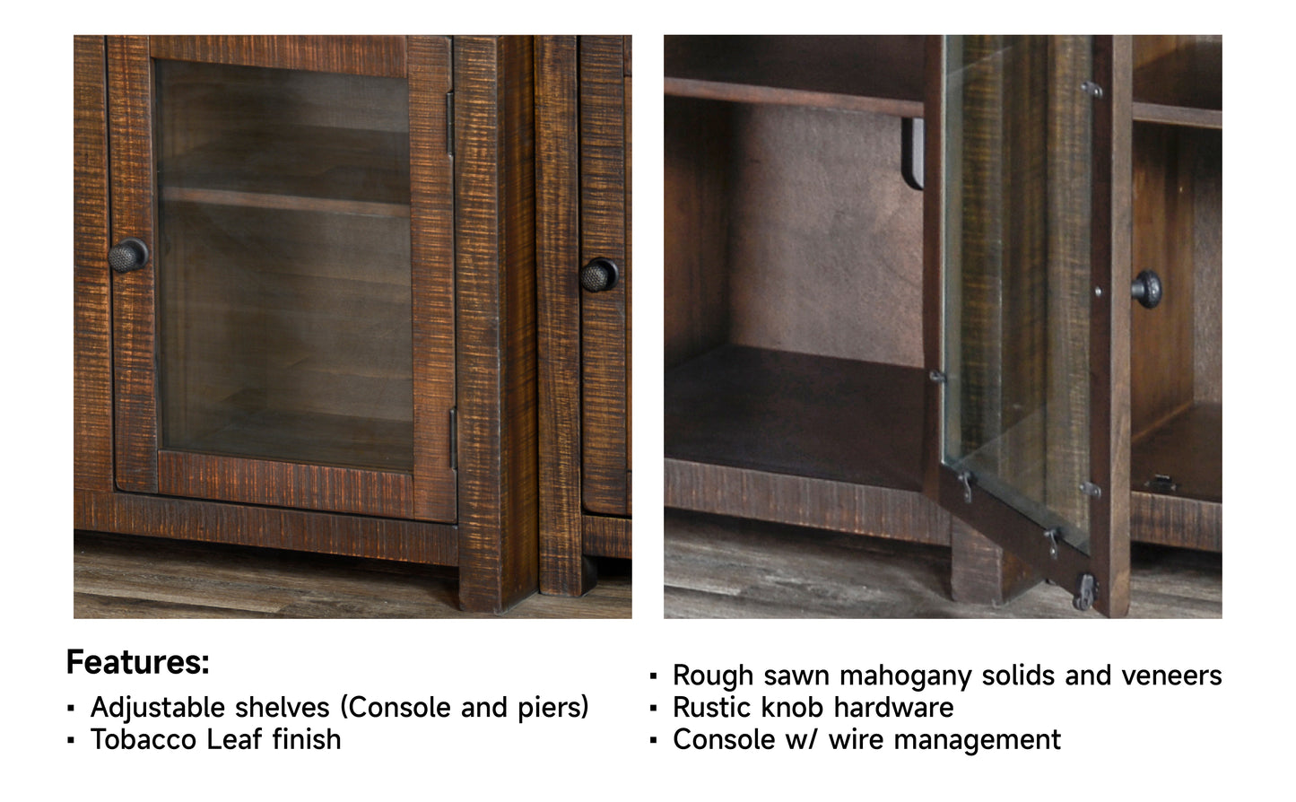 3573TL-72F Media Console Rustic TV Stand Brown (112-inch, Not Contain Fireplace, W/28'' Fireplace Option 2001B-28W&C)