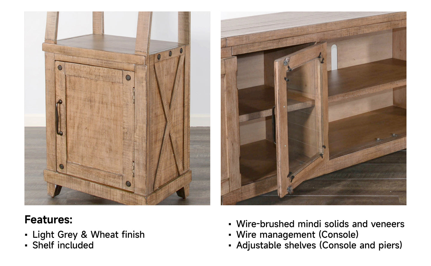 3644LW-64 TV Console/TV Stand and Pier/Left & Right Beige(110-Inch,optional Electric Fireplace,2001B-28c&2001B-28w)