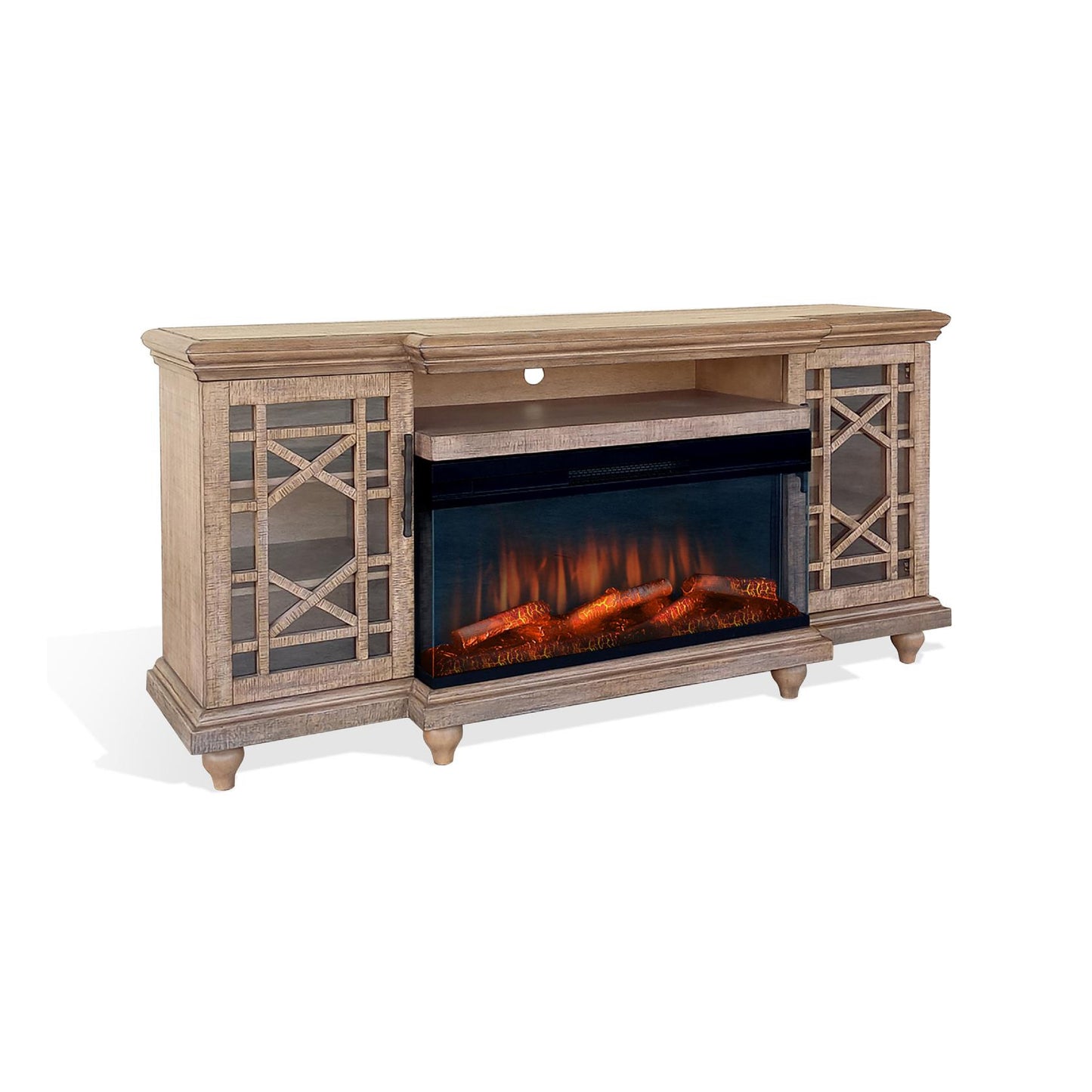 3687DR Media Console Rustic TV Stand Beige (72-inch, optional Fireplace ,for 36''fireplace option 2001B-36P )