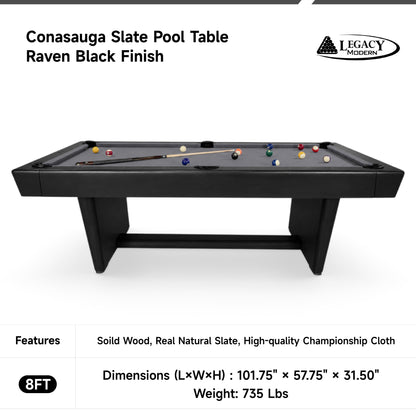 Conasauga Slate Pool Table - Raven Finish
