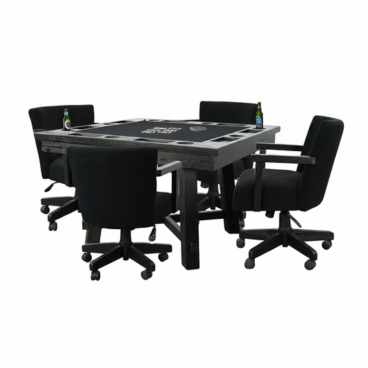 Reno - Poker Game & Dining Table Set (Blackwashed Finish)
