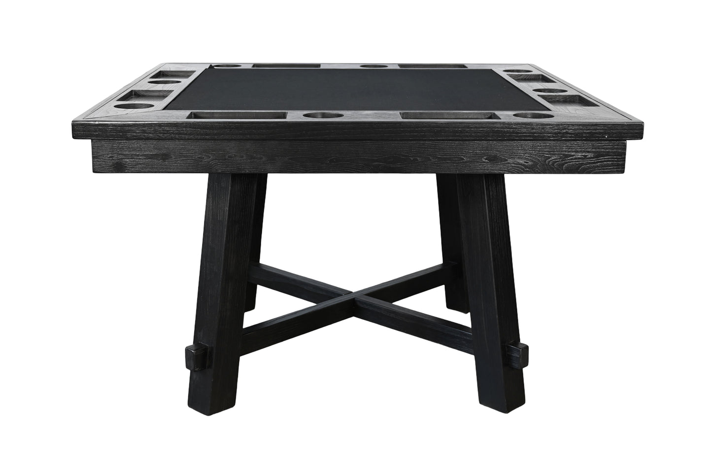 Reno - Poker Game & Dining Table Set (Blackwashed Finish)