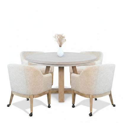 Rowan（LG） - Poker Game & Dining Table Set (Light Grey Finish)
