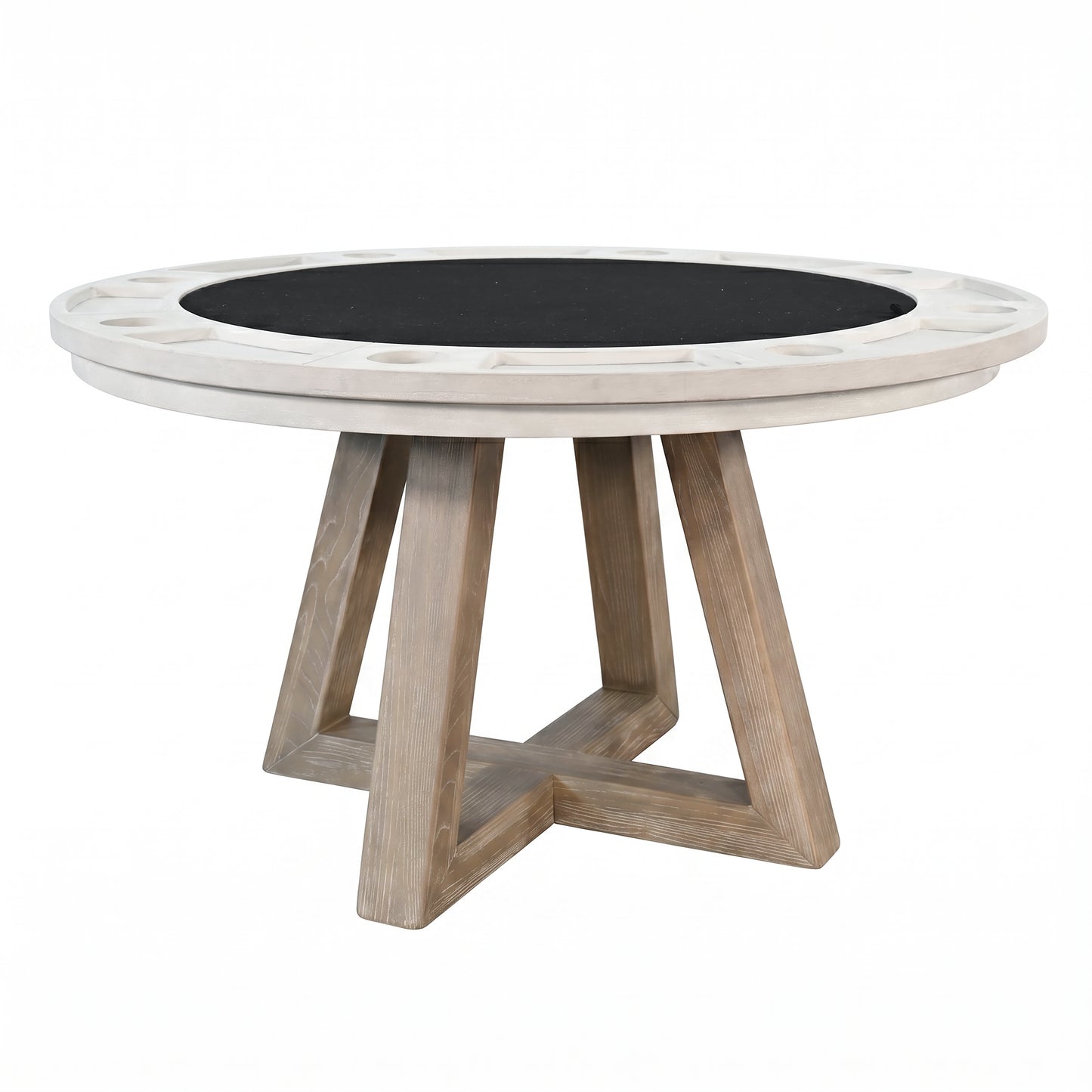 Rowan（LG） - Poker Game & Dining Table Set (Light Grey Finish)