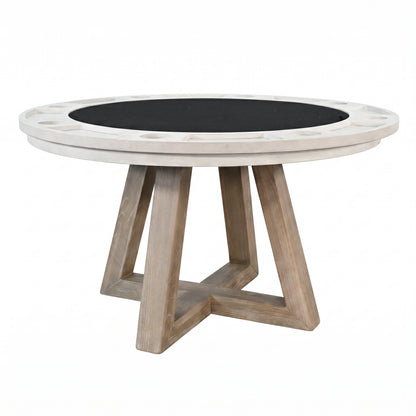 Rowan（LG） - Poker Game & Dining Table Set (Light Grey Finish)