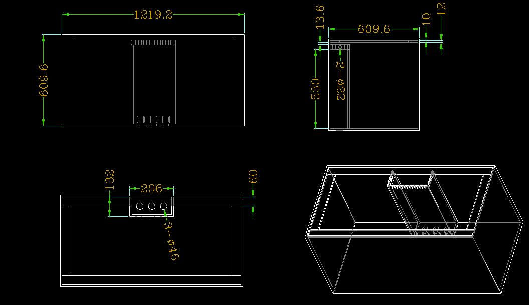 120 Gallon Aquarium – Center Overflow