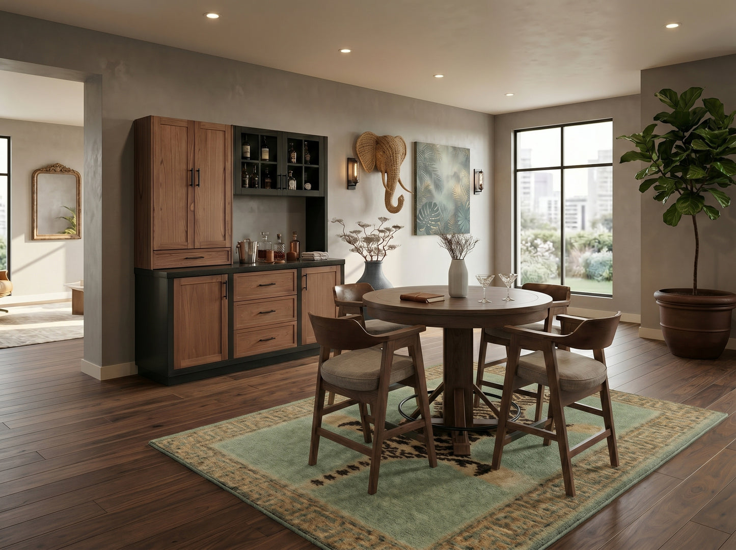 Cole - Poker Game & Dining Table Set (Cinder Finish)