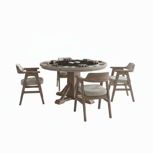 Rowan 30"（LW） - Poker Game & Dining Table Set (Light Grey + Wheat Finish)
