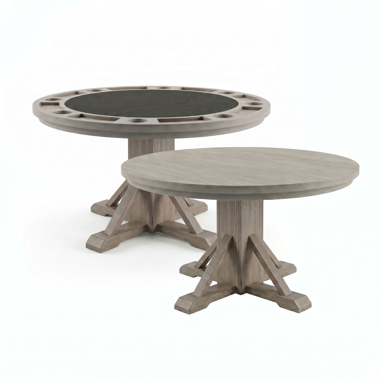 Rowan 30"（LW） - Poker Game & Dining Table Set (Light Grey + Wheat Finish)