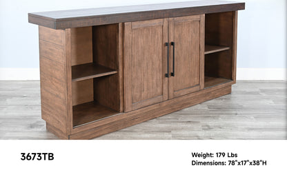 3673TB TV Stand /TV console w/33" Fireplace Option Brown (78-Inch, optional 33''Fireplace, 3648&3666-FPI)