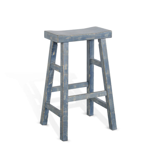 Ocean Blue 30"H Saddle Seat Stool - Wood Seat