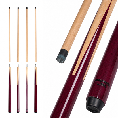 Empire USA - 57" 2-Piece Pool Cue Set 4Pcs 18/19/20/21oz, Peltogyne / Walnut & Maple Shaft, 13mm Tip with Carbon Fiber Ferrule