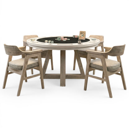 Rowan - Poker Game & Dining Table Set (Light Grey Finish)