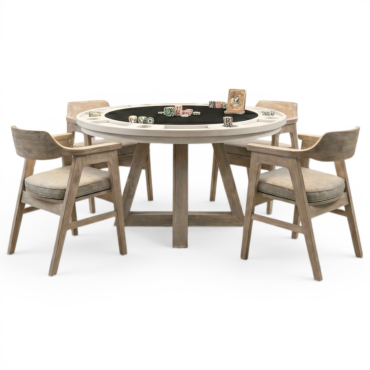 Rowan - Poker Game & Dining Table Set (Light Grey Finish)