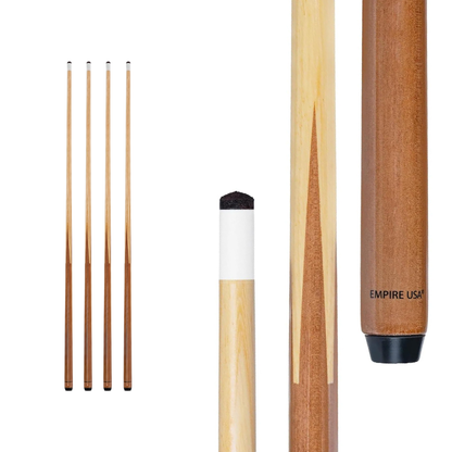 Empire USA - 42” One-Piece Hardwood Billiard Cue Sticks with 13mm Leather Tips, House Bar Pool Sticks for Pool Tables