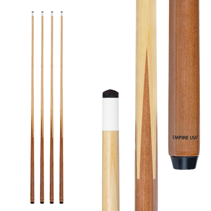 Empire USA - 52” One-Piece Hardwood Billiard Cue Sticks with 13mm Leather Tips, House Bar Pool Sticks for Pool Tables