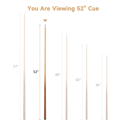 Empire USA - 52” One-Piece Hardwood Billiard Cue Sticks with 13mm Leather Tips, House Bar Pool Sticks for Pool Tables