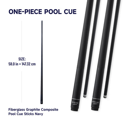 Empire USA - Set of 4 57" Fiberglass Graphite Composite Billiard Pool Cue Sticks (4 Black, Weight from 18oz,19oz, 20oz,21oz)
