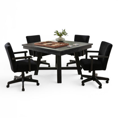Reno - Poker Game & Dining Table Set (Blackwashed Finish)