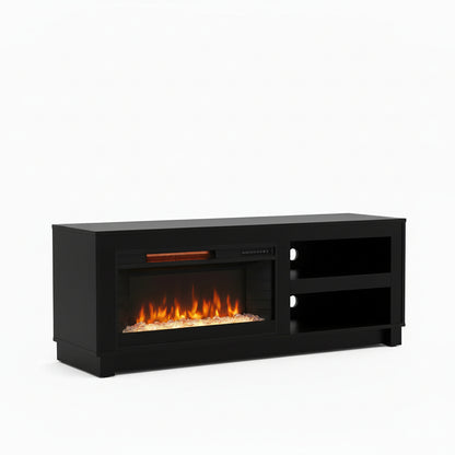 3501BOM Media Console Rustic TV Stand Black (56-inch, Not Contain Fireplace, W/28'' Fireplace Option 2001B-28W&C)
